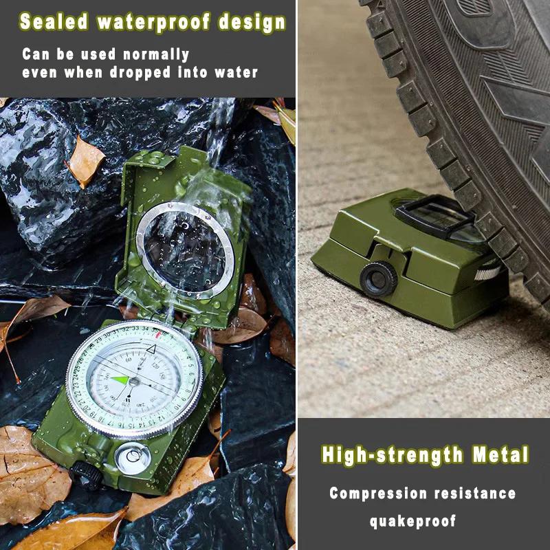 ZHUOHUA Multifunctional Tactical Survival Military Compass | Waterproof-Impact Resistant | Lensatic Sighting Compass for Hiking