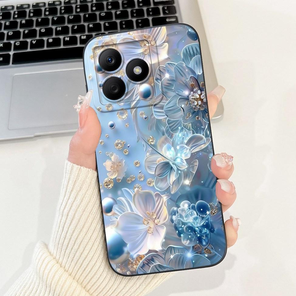 For Realme C61 RMX3939 RMX3930 C63 RMX3939 Case For Realme C63 Cover Luxury Fashion Flower Kawaii Girl Cute Cat Shockproof Shell