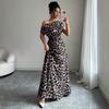 New European and American Style Printing Slim Dress Summer Temperament Pleated Dress Women's Fashion Thin Hip Skirt