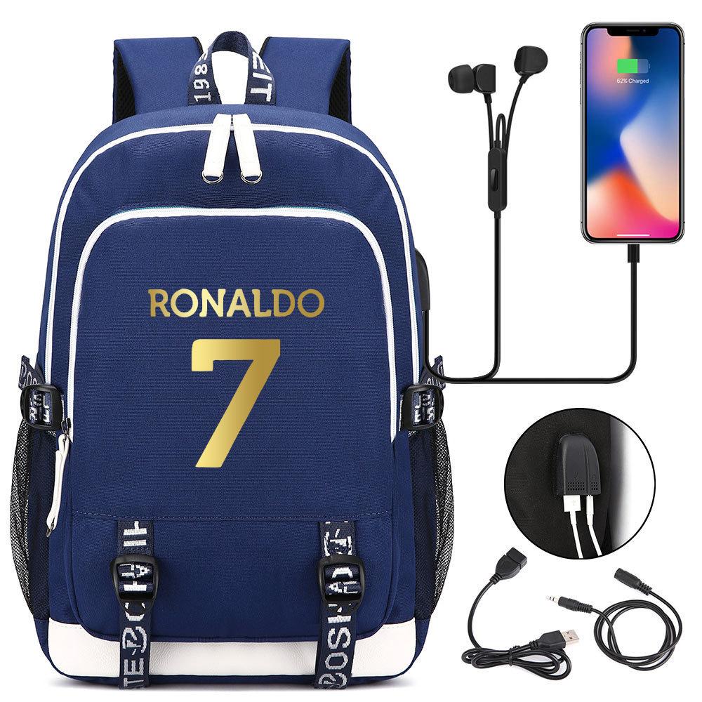 Football Printed Student Backpack Multifunctional Usb Interface Large Capacity Leisure Travel Backpack
