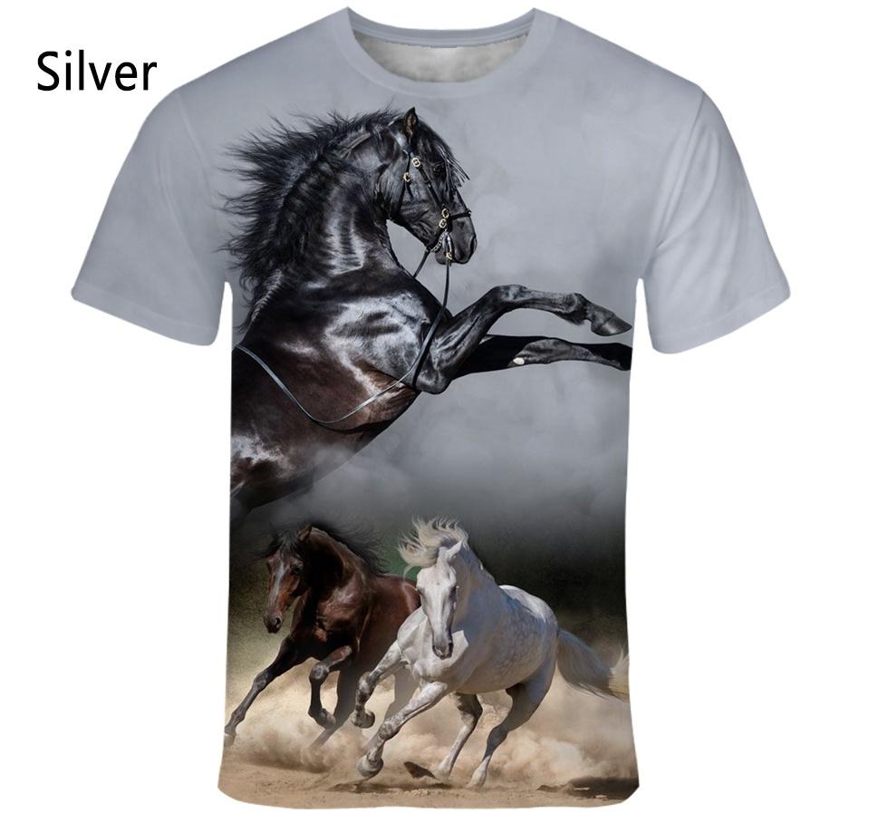 Neues Mode Tier Pferd 3D Gedrucktes T-Shirt Herren und Damen Sommer Lässig Kurzärmelig Harajuku Street Shirt Tops