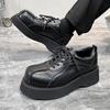 men fashion wedding party dress genuine leather shoes lace-up oxfords shoe  designer platform sneakers black trend footwear