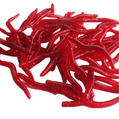 (Projector)Soft Red Earthworm 100 Pcs Fishing  Worm  Cranks Hooks S Tackle