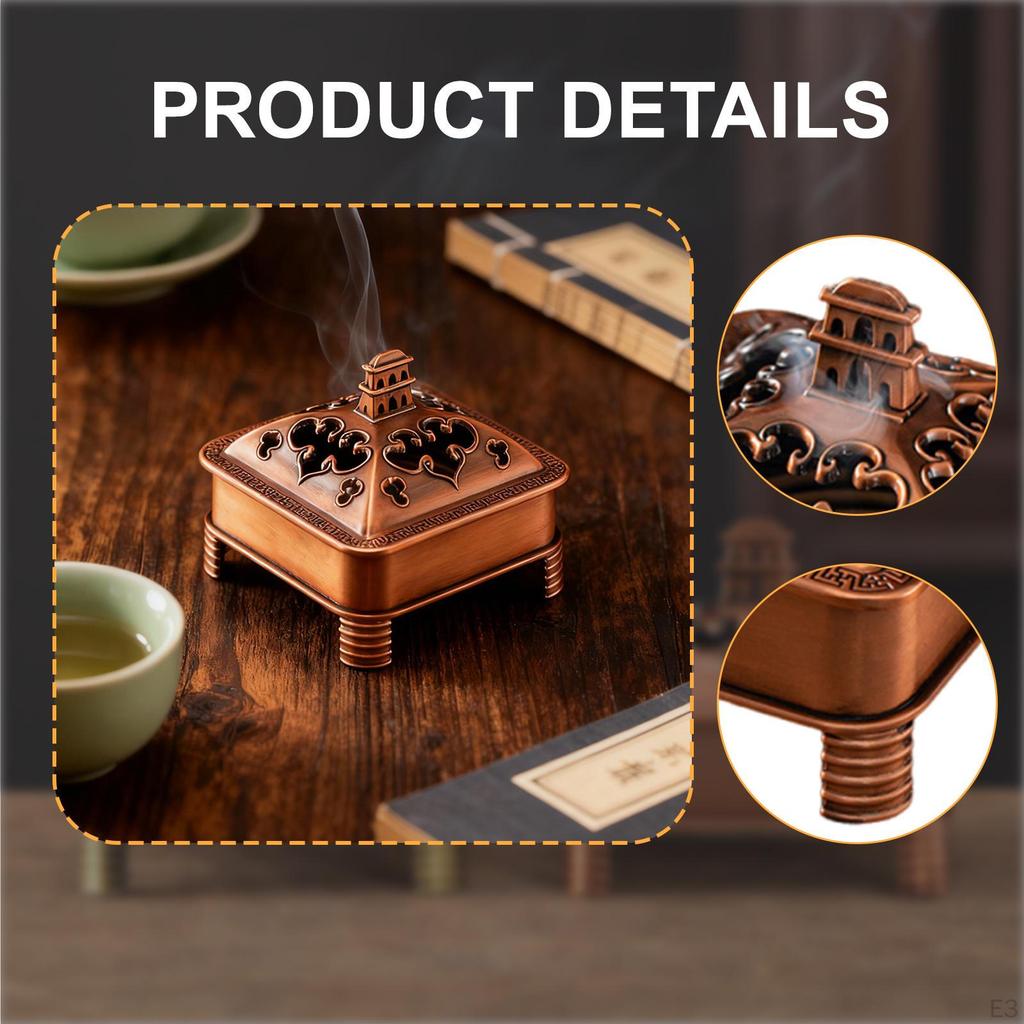 Burner Holder Chinese Ornament Censer Hollow Design for Office Living Room Bookshelf Bedroom