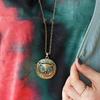 Women's Blue Rhinestone Vintage Locket Pendant Eye Owl Long Chain Necklace