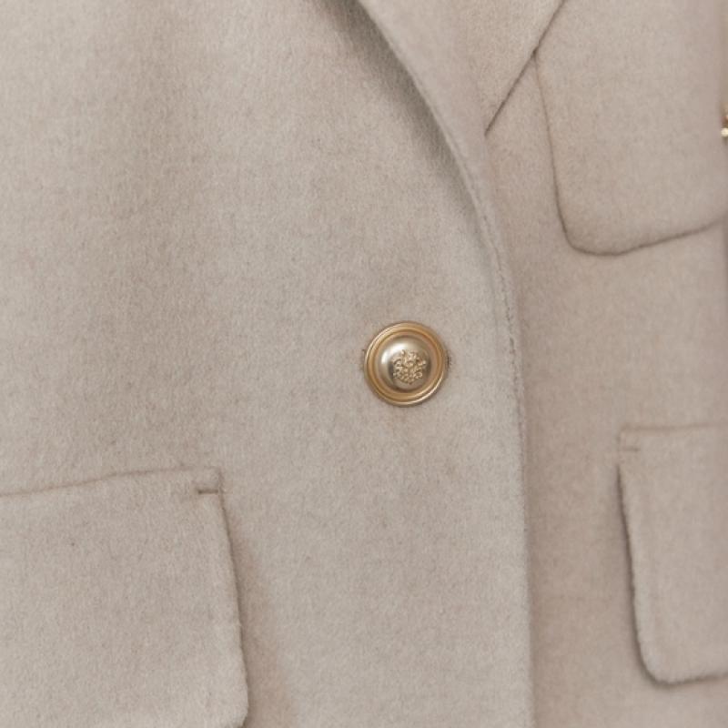 MAXZA Cashmere Wool Blend Color Block Handmade Long Coat Cc10hc306on