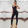 Shascullfites Women's Black Camo Catsuit Long Leg Jumpsuit Front Zip Body Shaper Bodysuits Regular Fit