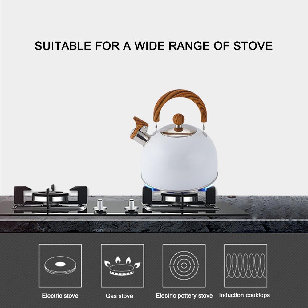 304 Stainless Steel Whistling Tea Kettle 2.5L Capacity Fast Heating Kettle  Home Use