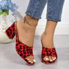 High Heels Sandals Woman 2026 Red Leopard Print Slippers Luxury Shoes for Women Women's Mules Flip Flops Beach
