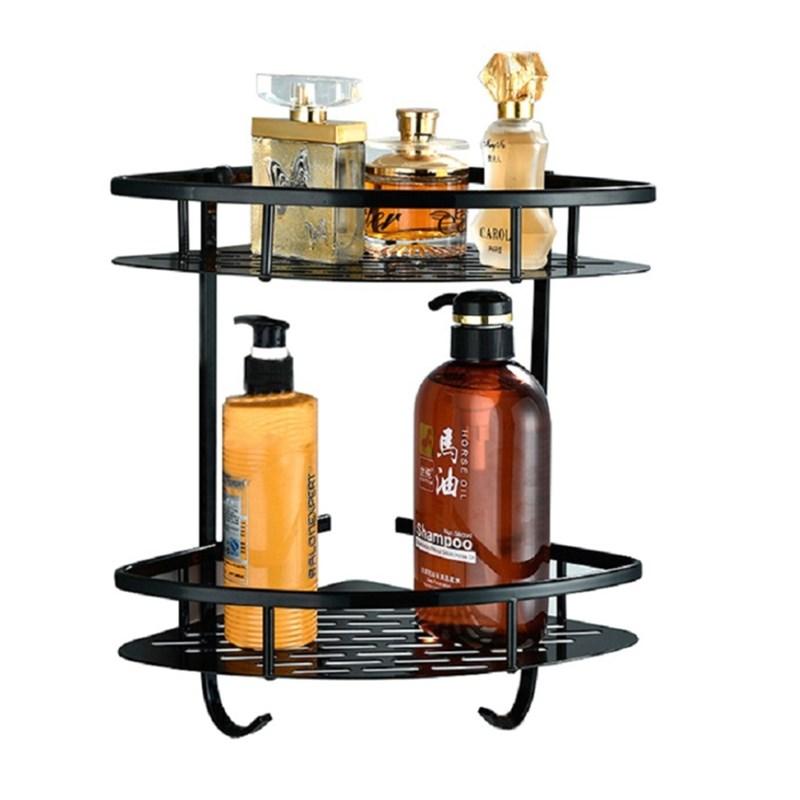 Wall Mounted Corner Storage Bathroom Organizer Shelf чёрный