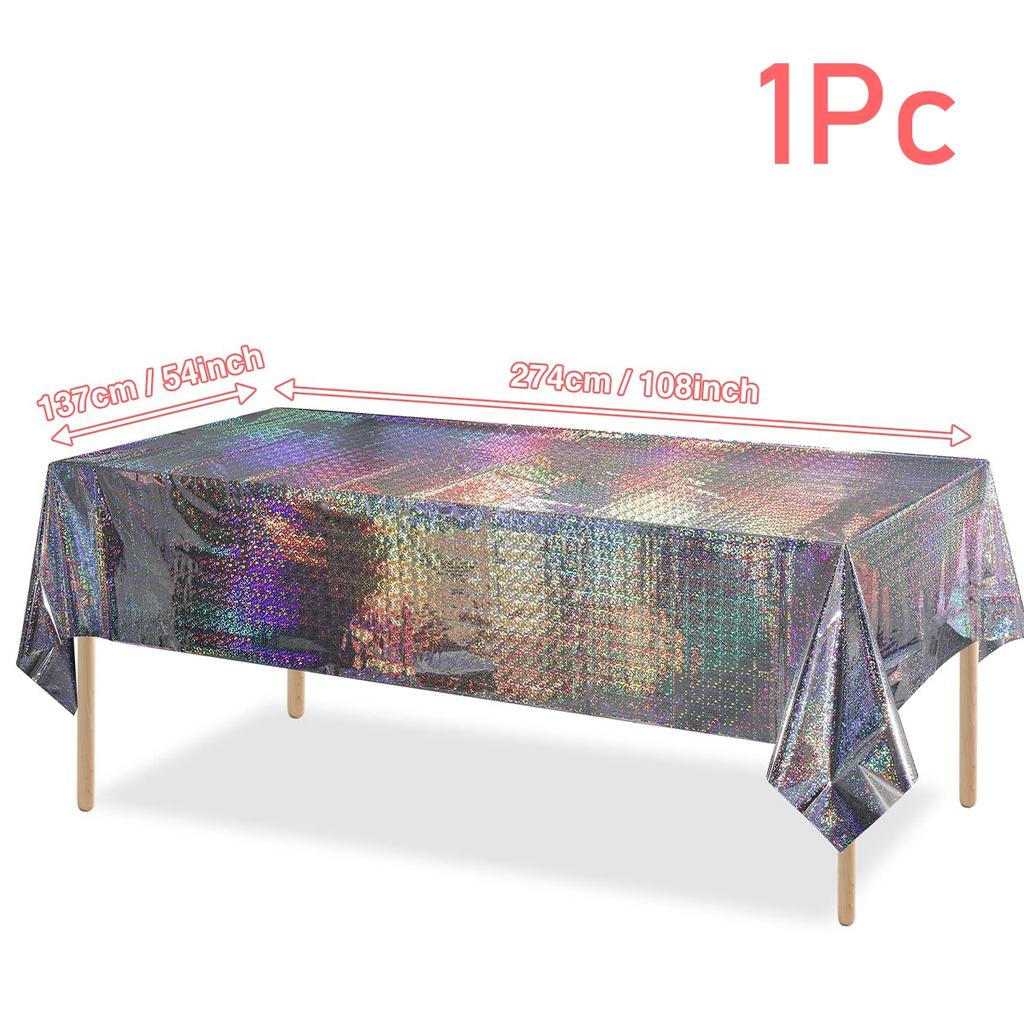 Fețe de masă din plastic iridescent, strălucitoare, de unică folosință, cu laser, dreptunghiulare, huse pentru petrecere, decorațiuni de nuntă și ziua de naștere