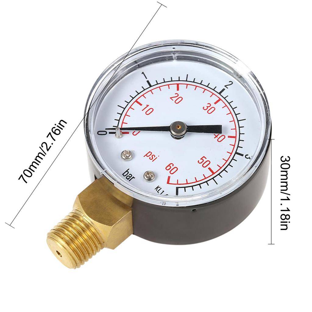 50mm Pool Filter Water Pressure  Hydraulic Pressure Gauge Meter Manometer 1/4" NPT Thread Meter Double Scale Glycerin Filled
