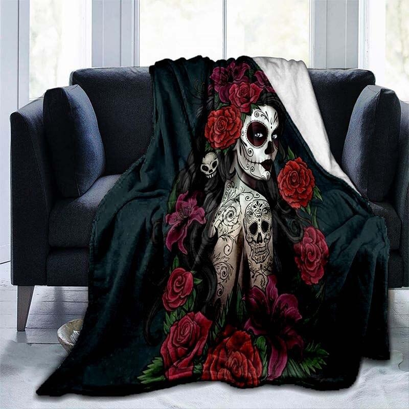 Blume Schädel 3D Druck Decke Sofa Decken für Betten Super Weiche Warme Decke Abdeckung Flanell Überwurf Decke Fleece Decke