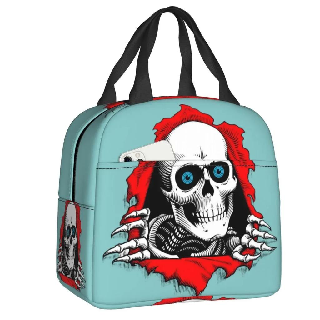 Skull Insulated Lunch Bag for School Office Resuable Thermal Cooler Lunch Box for Women Kids Food Container Bento Tote Bags