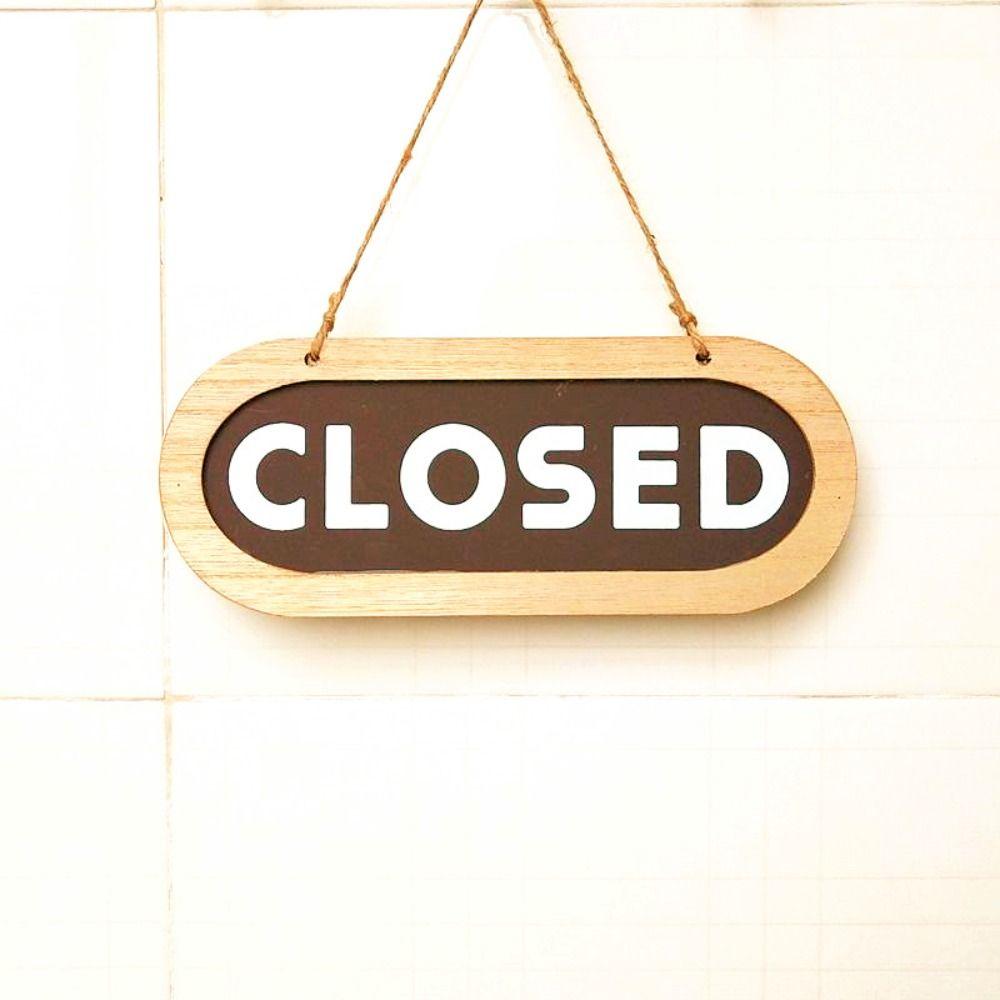 Wooden Double Sided Door Sign Rope Hanging Business Open Sign for Store Door Hanging Tag Bar Use