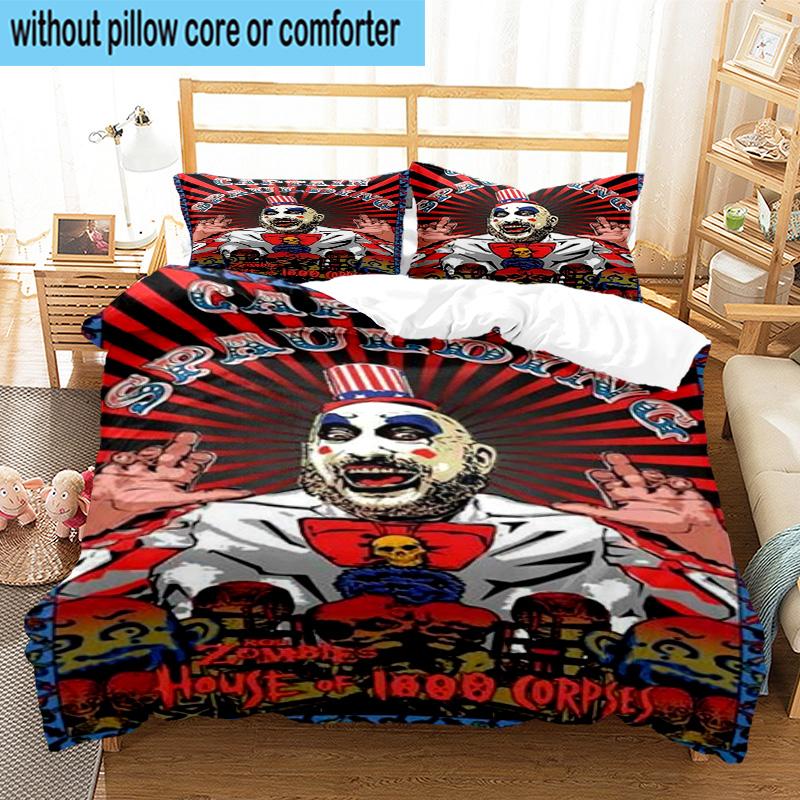 3PCS Horror Clown Laughing 3pcs Bedding,Including 3PCS Duvet Cover And 2pcs Pillowcases Perfect for Christmas,Ideal for Bedroom, Dormitory