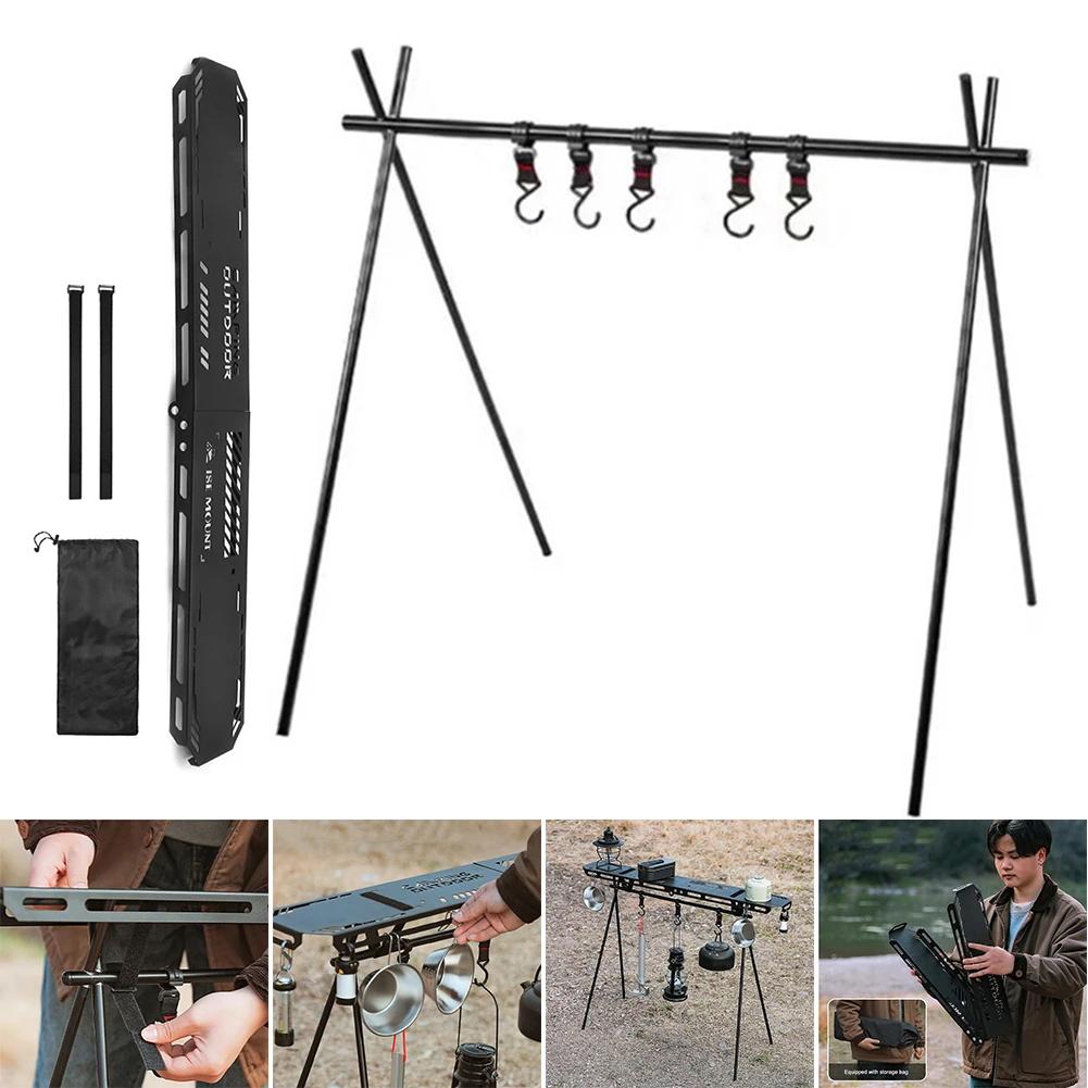 Outdoor Folding Camping Hanging Rack Shelf Top Plate with Hook Triangle Storage Hanger Picnic Cookware Pot Pan Hanging Rack