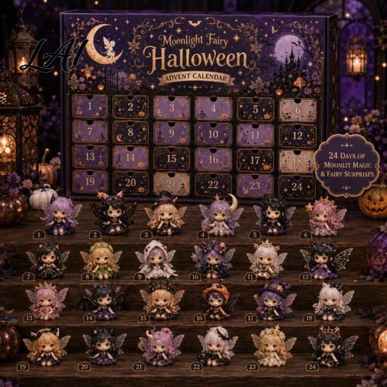 Calendario dell'Avvento di Halloween 2026 Conto alla Rovescia di 24 Giorni con Mini Figure Sorpresa Collezionabili Set di Giocattoli Fatati per Bambini Adulti Gadget per Feste da Tavolo