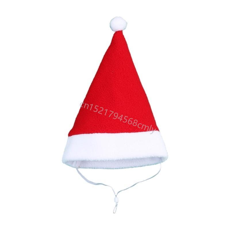 Christmas Dog Santa Hat Adjustable Dog Christmas Hat Pet Cosplay Party Props 6XDE красный