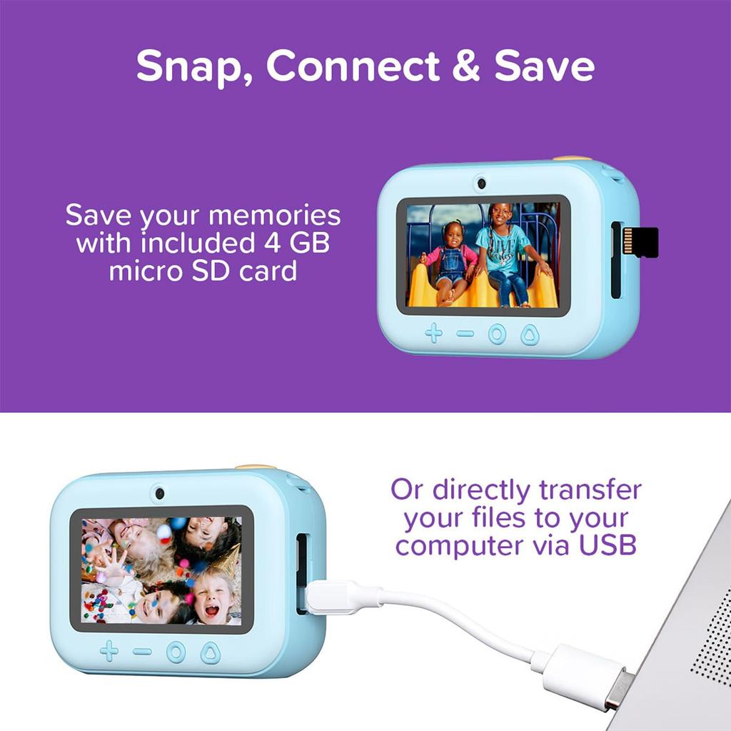 myFirst Camera Insta 20 Instant Print Digital Camera with 16MP 1080P Birthday Gift for Children Ages Selfie Unlimited Micro SD Card Single - Photos,