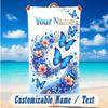 Butterfly Theme Beach Towel Personalized Custom Name & Text Soft Quick Dry Beach Towel for Swimming Travel