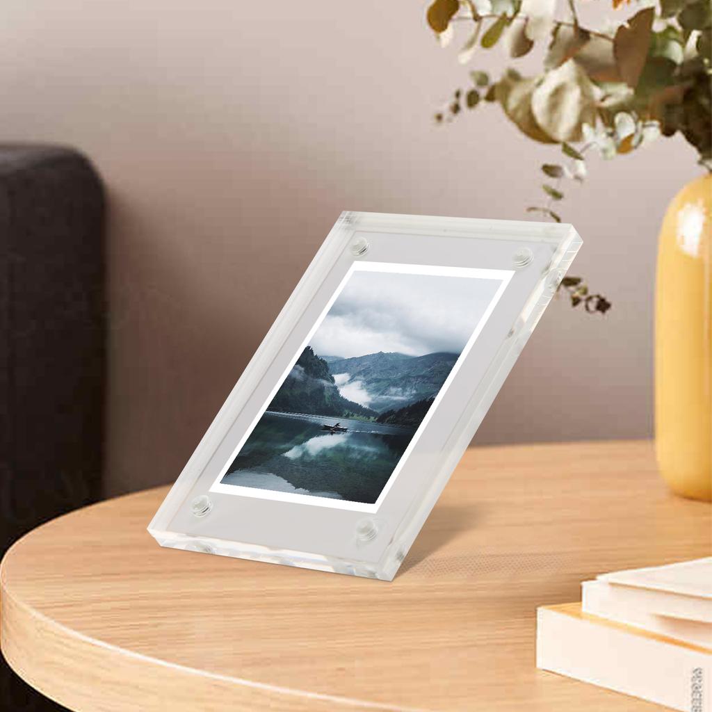 1 styck Klar akryl fotoram Magnetisk posterdisplay 3+3 mm tjock 5,5x8,2 cm, 6x9 cm, 7x10,5 cm, 9x12,8 cm, 10x15 cm