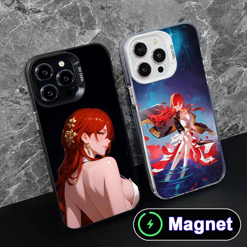 HSR Himeko Translucent MagSafe Mobile Phone Case for iPhone 17 16 15 14 13 12 11 Air Pro Max Plus Colorful Cover