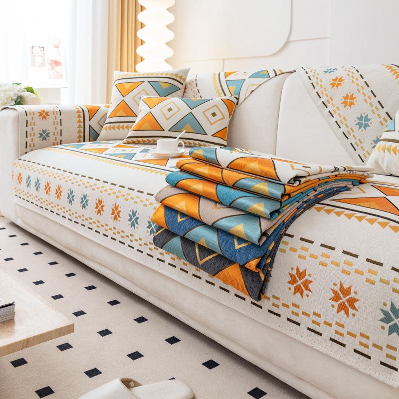 Sofa Cushion Four Seasons Universal Simple Modern Chenille Non-Slip Fabric Bohemian Sofa Cover Cloth Backrest Towel