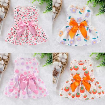 Sommerkleid für Hunde und Katzen, leicht, atmungsaktiv, niedlicher Cartoon-Stil, Kleidung für kleine Haustiere, Welpen und Kätzchen, mehrfarbige Blumenkleider, XS-XXL, lässige Outfits