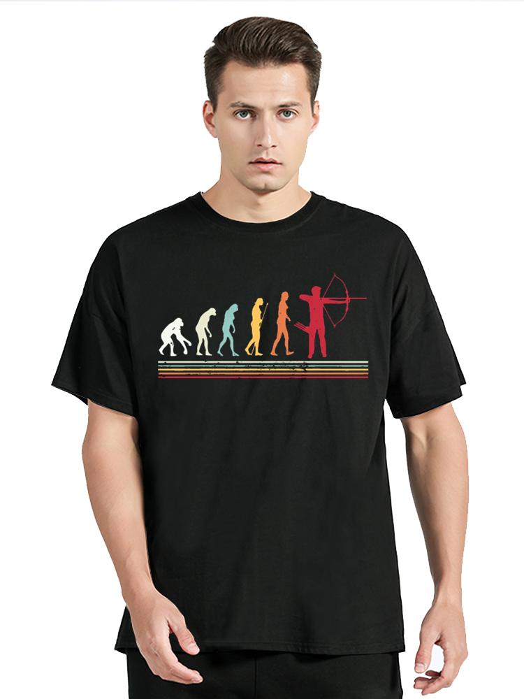 Funny Evolution Archer Archery T-Shirt Hunting Bow Arrows Archer Cotton Tshirt Oversized t shirt Unisex Tops Tees Men s Clothing S разноцветный