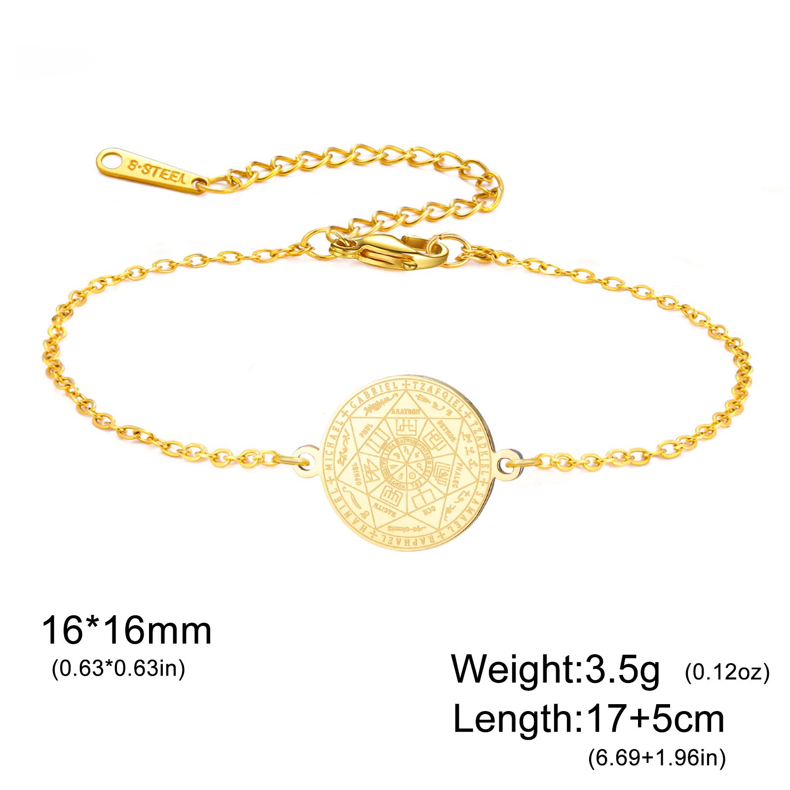 

Teamer Seven Archangels Charm Bracelet Women Men Adjustable Stainless Steel Bracelets Amulet Seal of Solomon Jewelry Gift 17-22cm