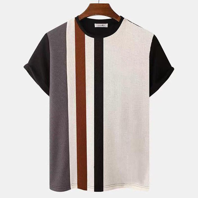 Short sleeved T-shirt men's plus size top men's summer children's summer new style men's retro striped 3D