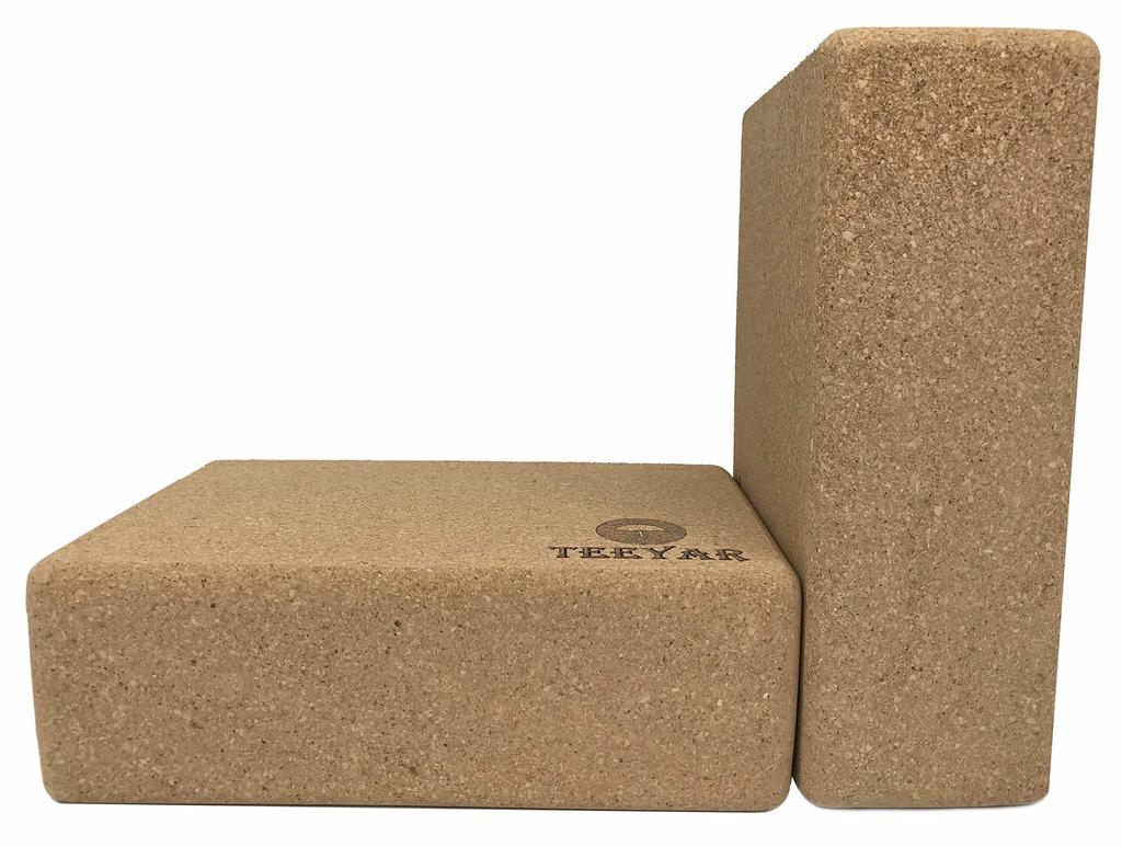 Cork Yoga Blocks Teeyar Set of 2 Natural Spanish Cork Exercise X X for and Exercise Yoga 23 X 15 X - Heavy-Duty 100% Blocks, 9" 6" 3" Yoga, Pilates,