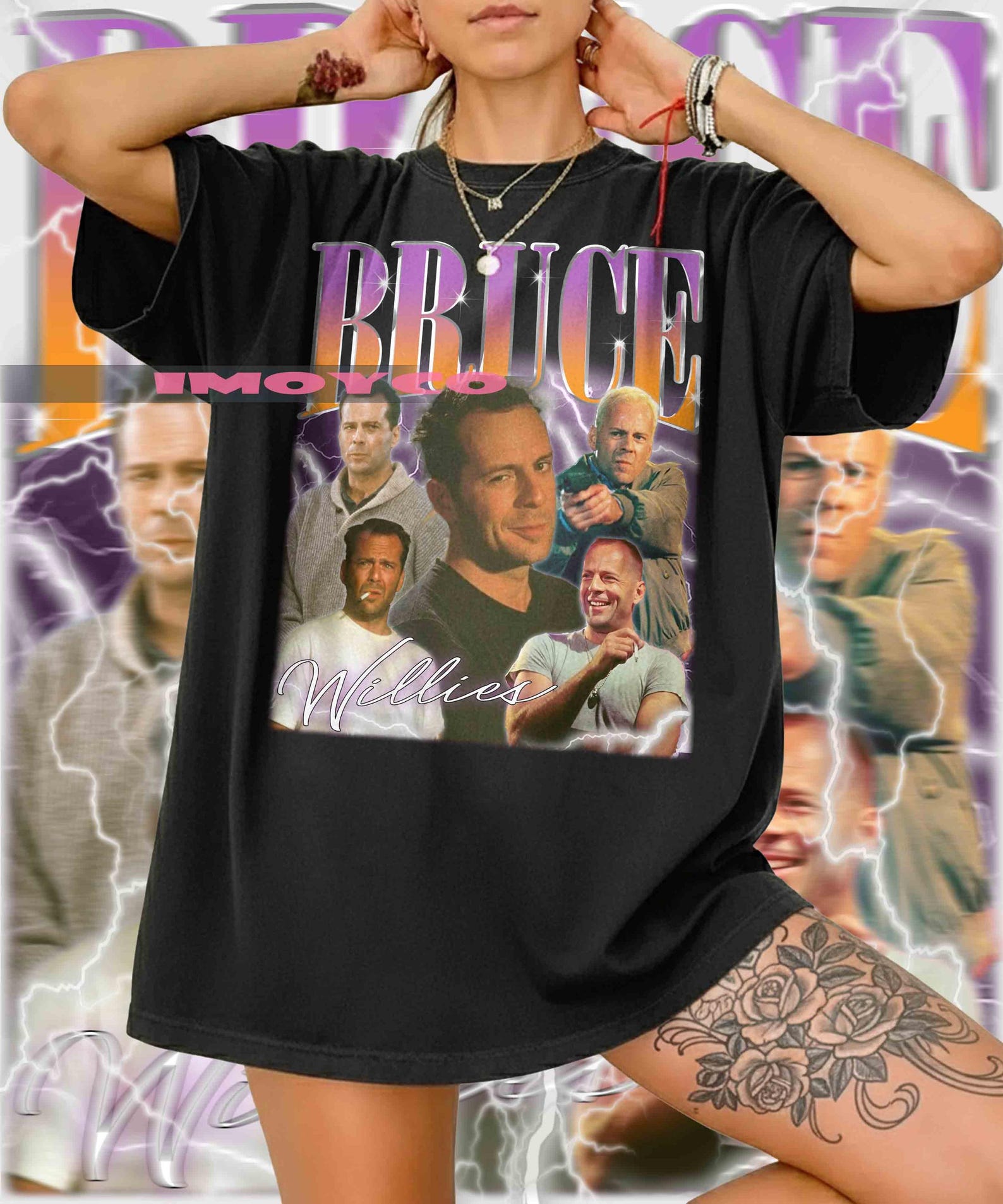 Comfort Colors Bruce Willis Vintage 90s Retro T-Shirt M