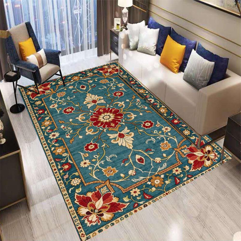  Retro Bohemian Style Flowers Carpet Living Room Sofa Bedroom Kitchen Entrance Door Mat Non-Slip Luxury Home Decor Rug