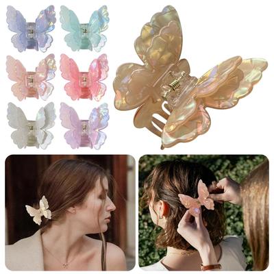 Small Size Butterfly Hair Clip Pearlescent Shark Clip Fairy Hair Gripper  Outdoor Accessories