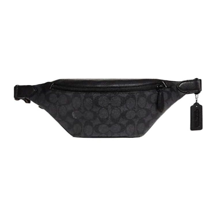 

Coach Warren Belt Bag Black Signature Coated Canvas Fanny Pack Crossbody Sling Fashion Casual Daily Commute Bag for Men C7700-CHR Basic Set (Bag+Dust Bag)