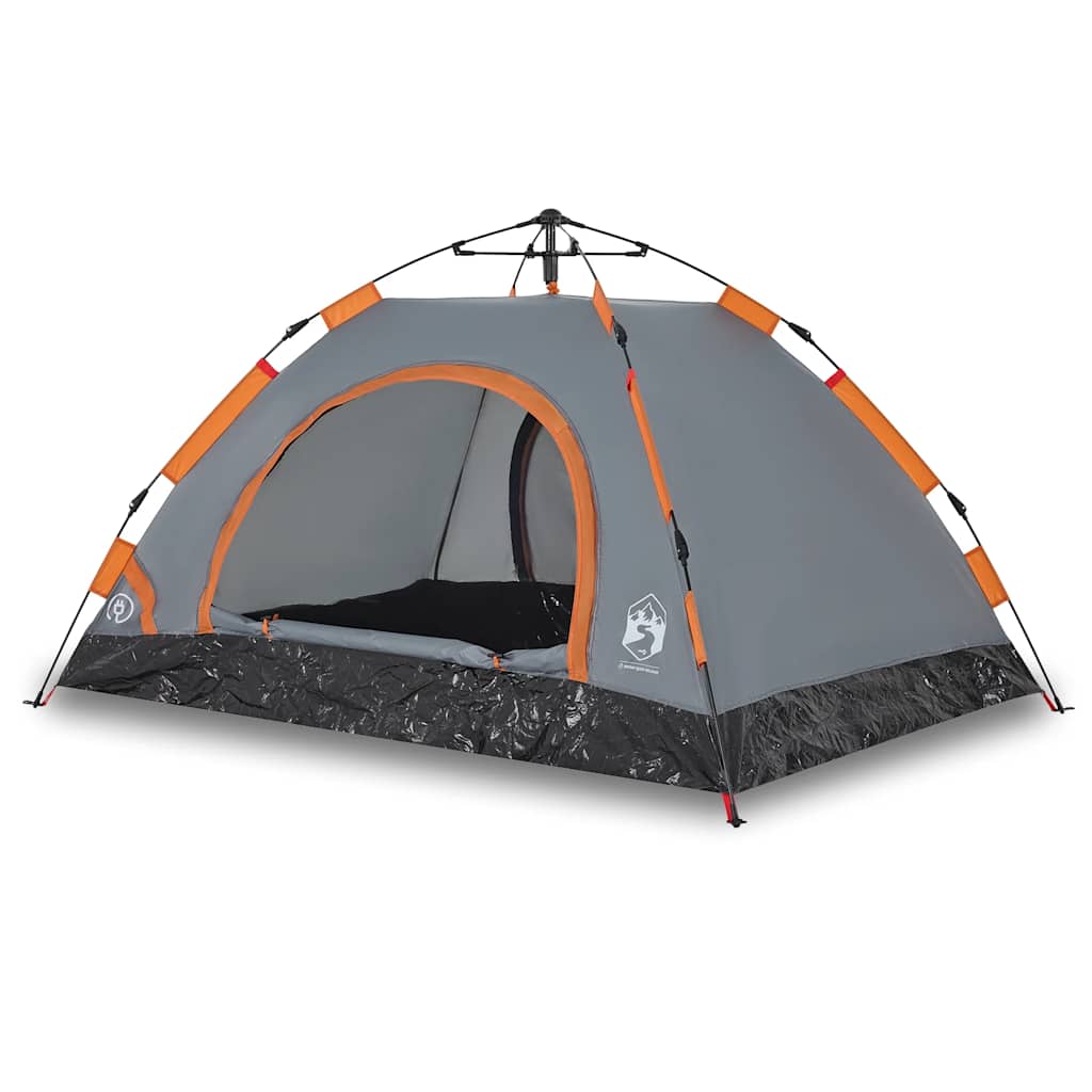 3 Person Camping Tent Grey and Orange Quick Release System