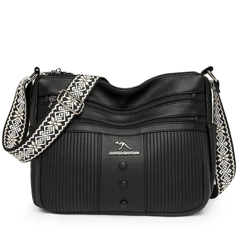 Fashionable and Simple Multi-layer Crossbody Bag, Soft Leather Single-shoulder Bag, Women's Underarm Bag