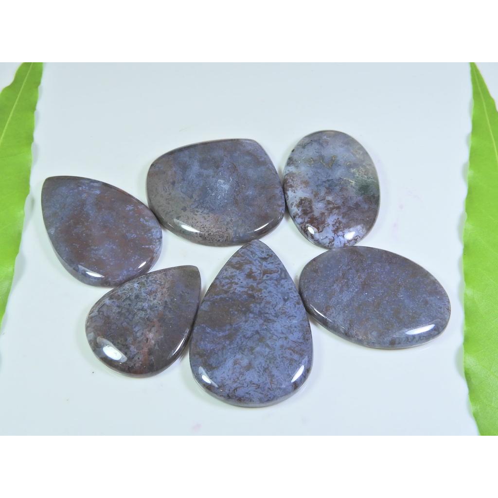 363Cts. Natural Moss Opal Agate Mix Cabochon Loose Gemstone 06 Pcs Lot A-558