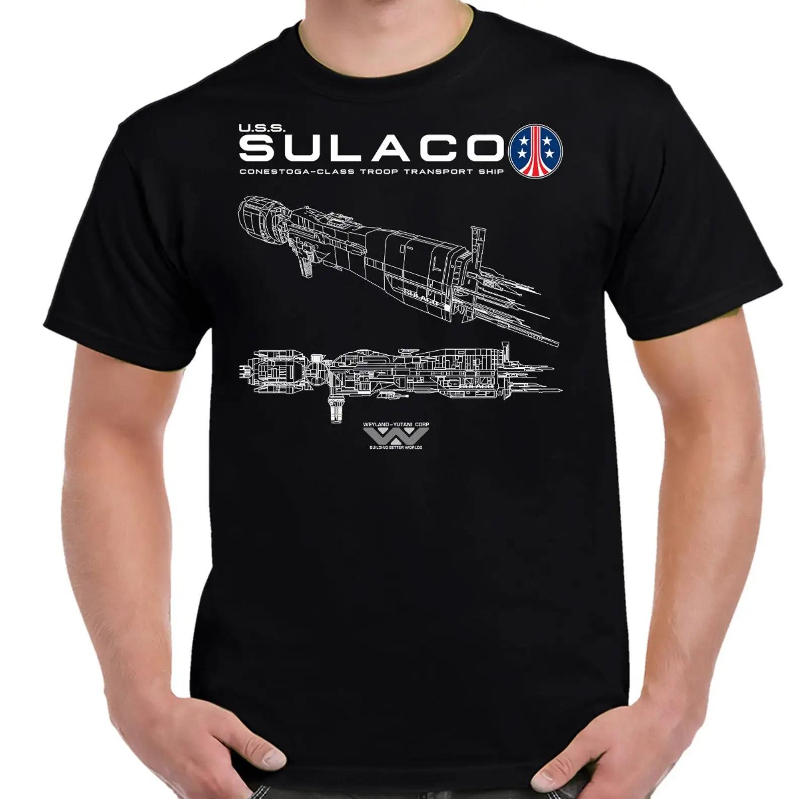 

USS Sulaco Conestoga-class Troop Transport Ship T Shirt. New 100% Cotton Short Sleeve O-Neck T-shirt Casual Mens Top 4XL