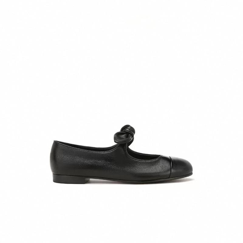 Spring new cowhide version princess single shoes~ round head bow flat ballet single shoes female horse