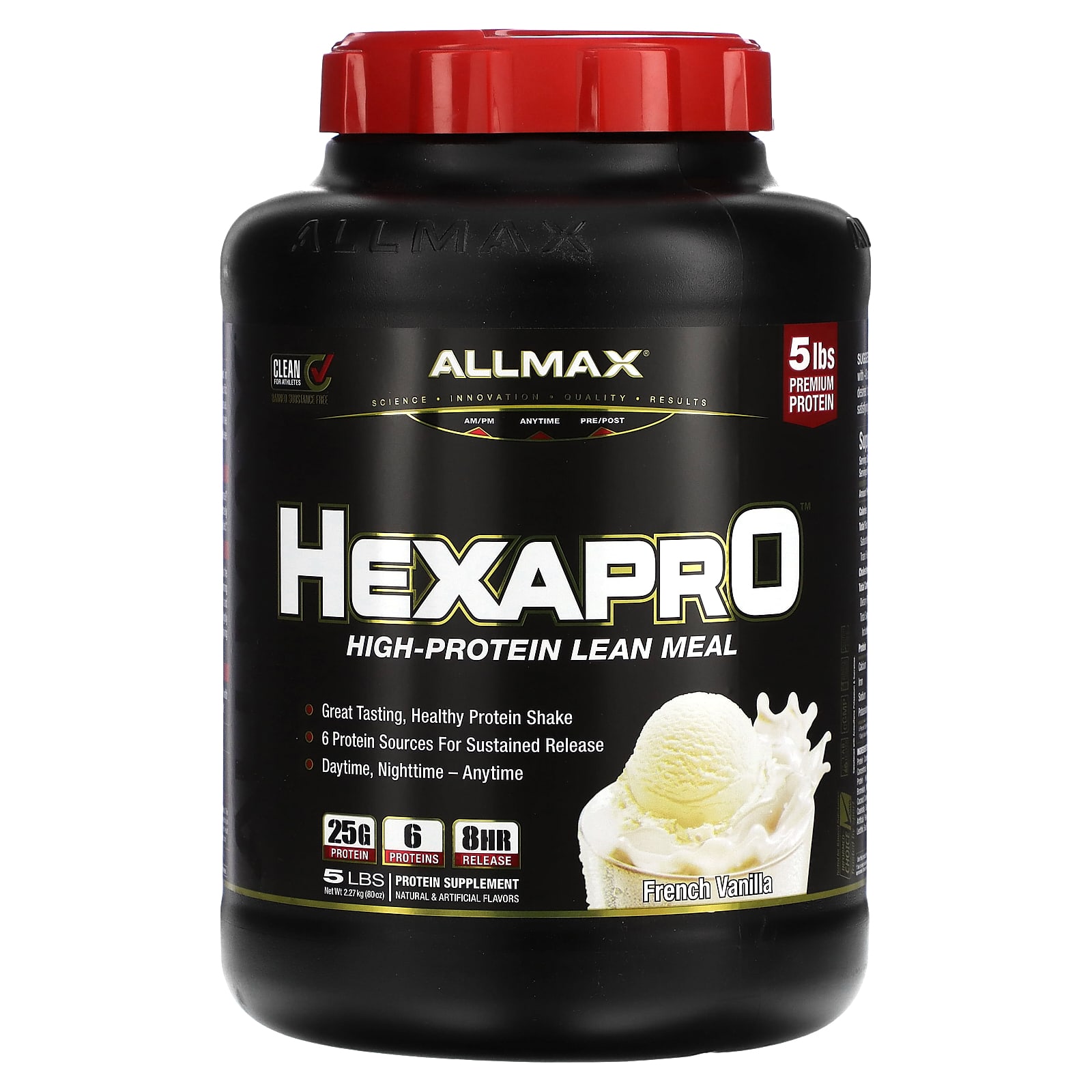 

Hexapro, Ultra-Premium 6-Protein Blend, French Vanilla, 2.27Kg (5Lbs)