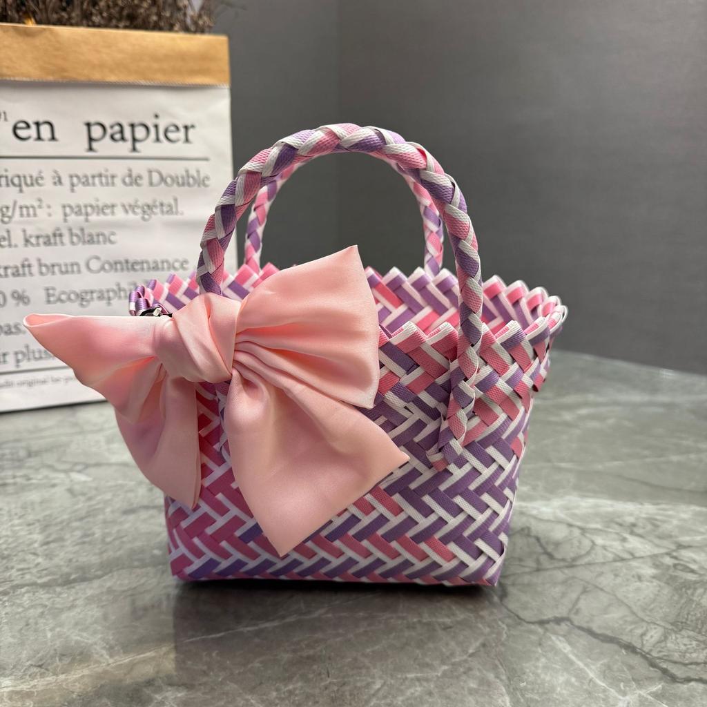 Plastic Woven Handbag Woven Basket Souvenir Basket Bag Beach Women's Bag