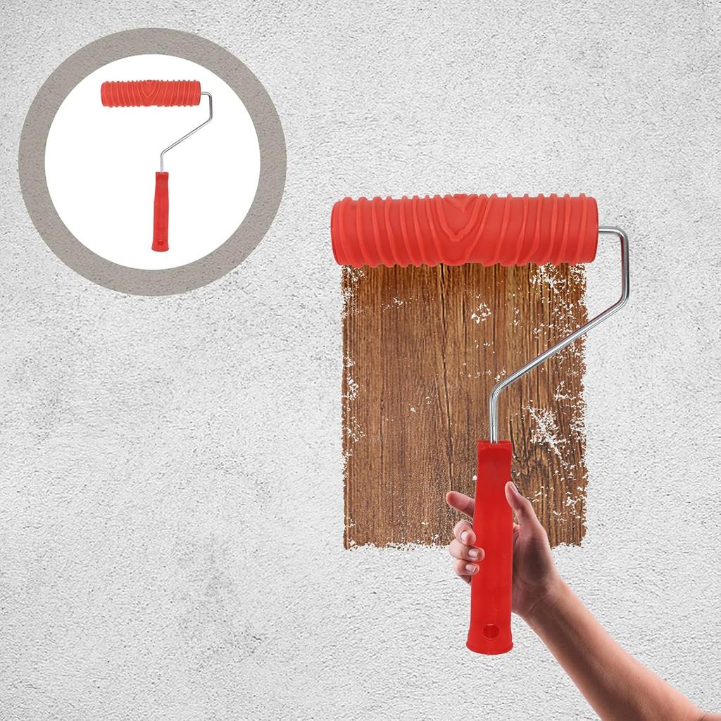 T Tool Tools 7-inch Textured Paint Roller Pattern Paint Roller for Walls DIY Wall Decor Empaistic Grain Painting Roller with Handle Rollers Painting