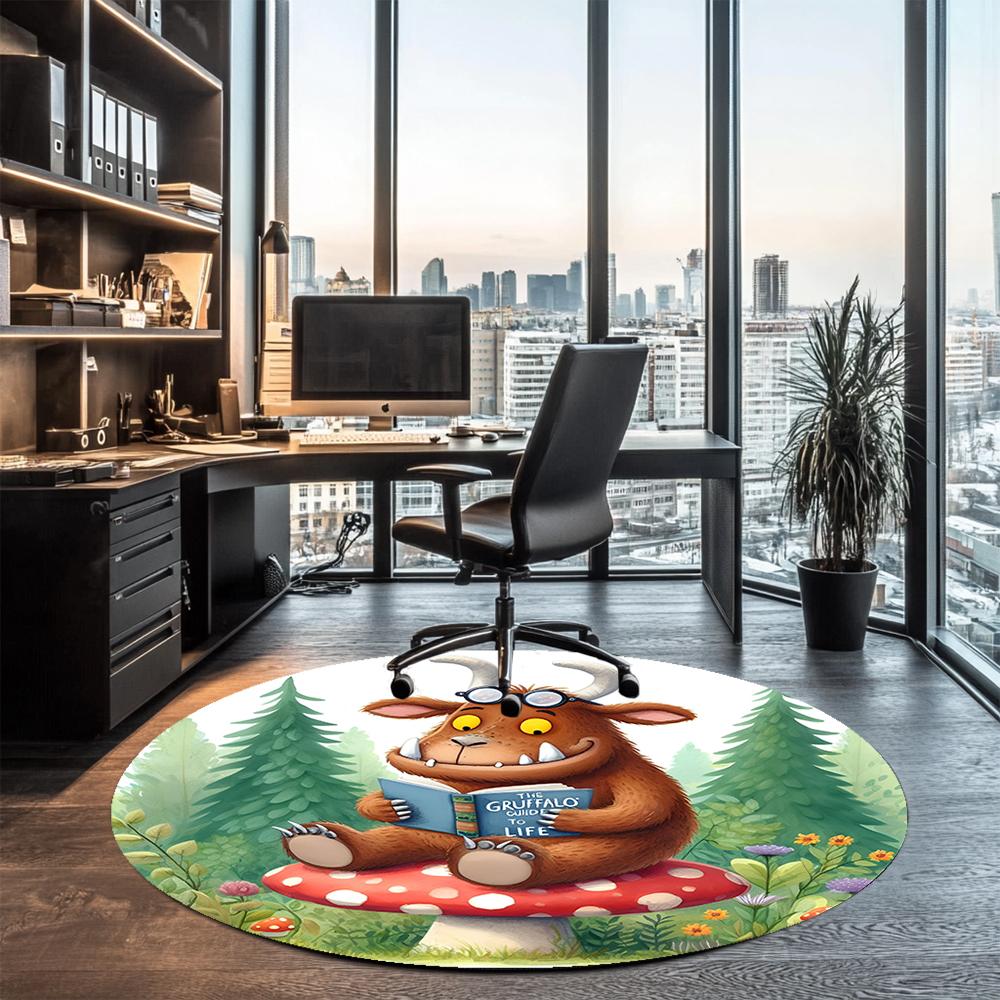 The Gruffalo Printed Round Rug Carpet Chair Rug Area Rug Entryway Doormats,for Office Chair Living Room Bedroom Kitchen Room.