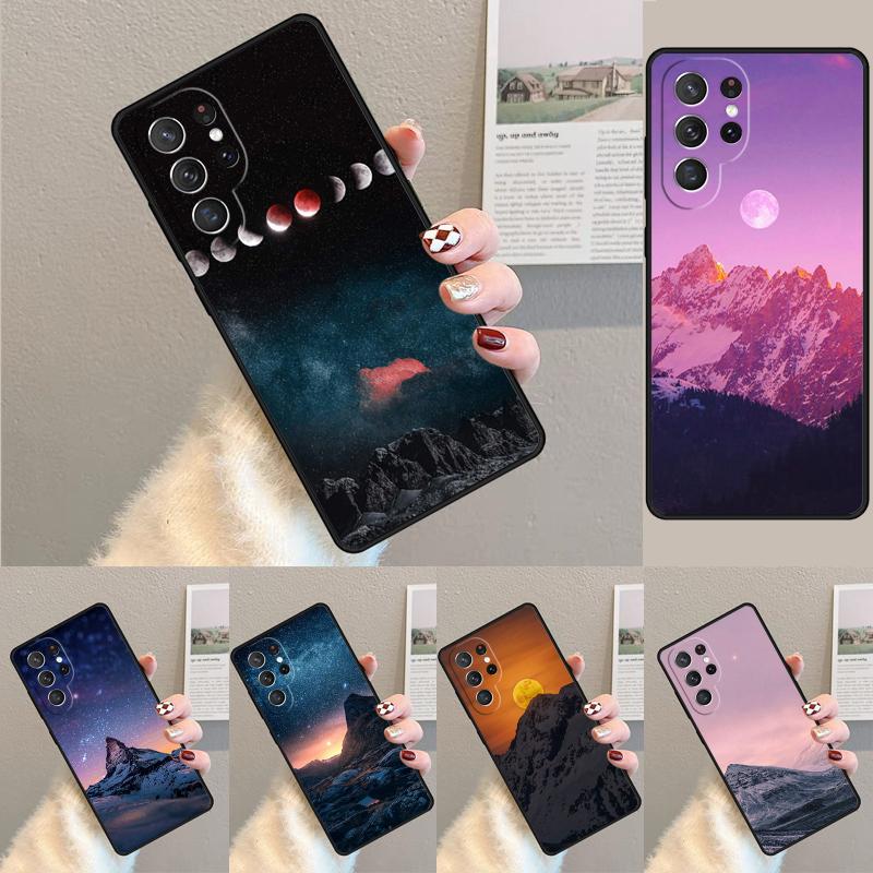 Marble Mountain Moon Silicone Phone Case For Samsung Galaxy note 10 pro S26 S25 S24 S23 S22 S21 Plus S25Ultra Capa Cover