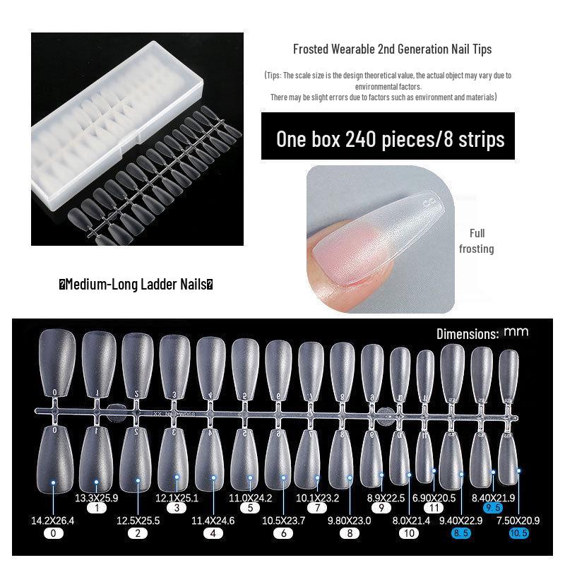 Ultra-Thin Matte Nail Art: Seamless False Nail Tips, Full/Half Cover, 240-Piece Box.