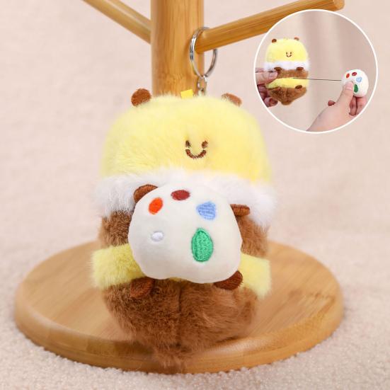 Cute Honey Bee Plush Doll Pendant for Couples Soft Stuffed Animal Keychain Funny Birthday Gift for Kids Friends Boys And Girls