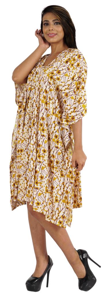 Moomaya Womens Short Kaftan Cover Up Night Dress Kaftan Gown Kimono